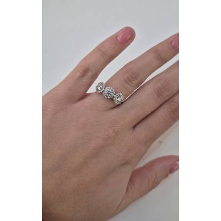 ANELLO Da Donna TRILOGY Con Zirconi Tondi Bianchi In ORO BIANCO 18 Karati 750%