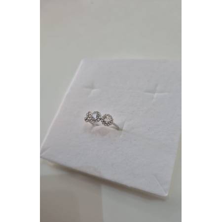ANELLO Da Donna TRILOGY Con Zirconi Tondi Bianchi In ORO BIANCO 18 Karati 750%