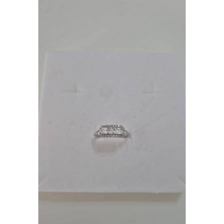 ANELLO Da Donna TRILOGY Con Zirconi Bianchi Squadrati ORO BIANCO 18 Karati 750%