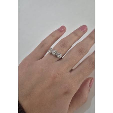 ANELLO Da Donna TRILOGY Con Zirconi Bianchi Tondi In ORO BIANCO 18 Karati 750%