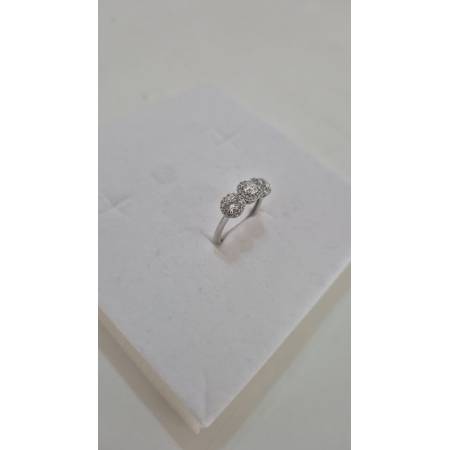 ANELLO Da Donna TRILOGY Con Zirconi Bianchi Tondi In ORO BIANCO 18 Karati 750%