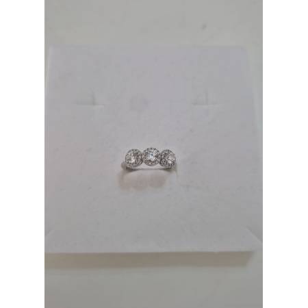 ANELLO Da Donna TRILOGY Con Zirconi Bianchi Tondi In ORO BIANCO 18 Karati 750%