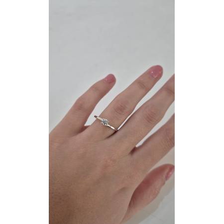 ANELLO Donna Solitario ORO BIANCO 18 Karati 750% Con Zircone Centrale Squadrato