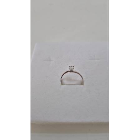 ANELLO Donna Solitario ORO BIANCO 18 Karati 750% Con Zircone Centrale Squadrato