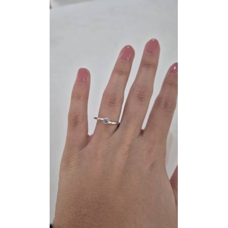 ANELLO Donna Solitario ORO BIANCO 18 Karati 750% Con Zircone Centrale Squadrato