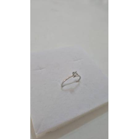 ANELLO Donna Solitario ORO BIANCO 18 Karati 750% Con Zircone Centrale Squadrato