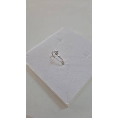 ANELLO Donna Solitario ORO BIANCO 18 Karati 750% Con Zircone Centrale Squadrato