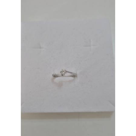 ANELLO Donna Solitario In ORO BIANCO 18 Karati 750% Con Zircone Centrale Rotondo
