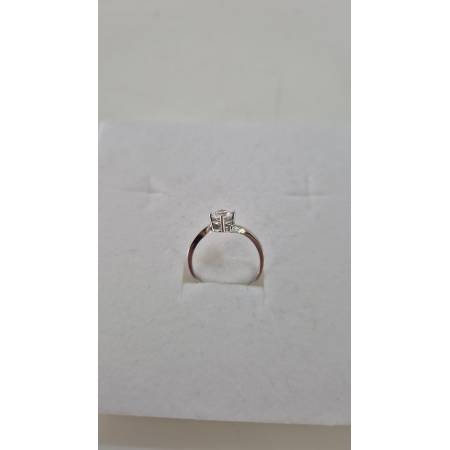 ANELLO Donna Solitario In ORO BIANCO 18 Karati 750% Con Zircone Centrale Rotondo