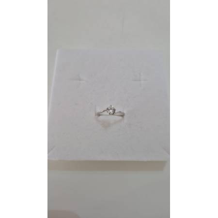 ANELLO Donna Solitario In ORO BIANCO 18 Karati 750% Con Zircone Centrale Rotondo