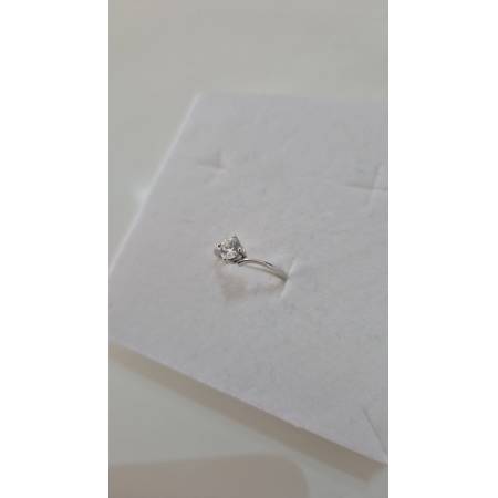 ANELLO Donna Solitario In ORO BIANCO 18 Karati 750% Con Zircone Centrale Rotondo
