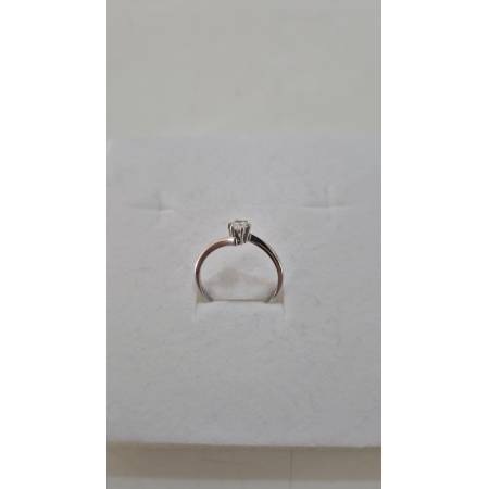 ANELLO Donna Solitario In ORO BIANCO 18 Karati 750% Con Zircone Centrale Rotondo