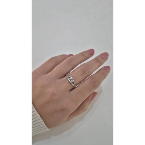 ANELLO Donna Solitario ORO BIANCO 18...