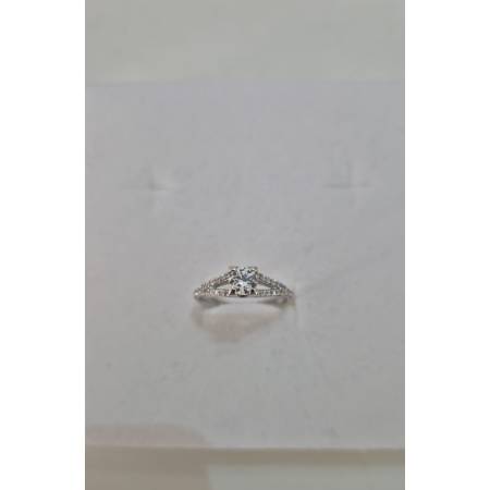 ANELLO Donna Solitario ORO BIANCO 18 Karati 750% Con Zirconi E Pietra Centrale