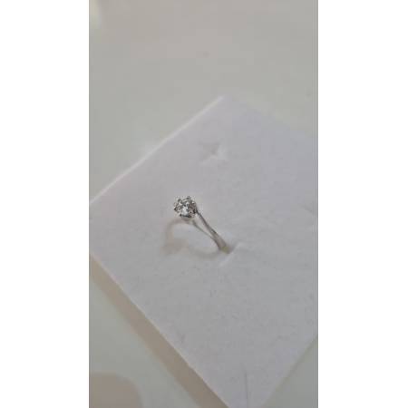 ANELLO Donna Solitario In ORO BIANCO 18 Karati 750% Con Zircone Centrale Rotondo