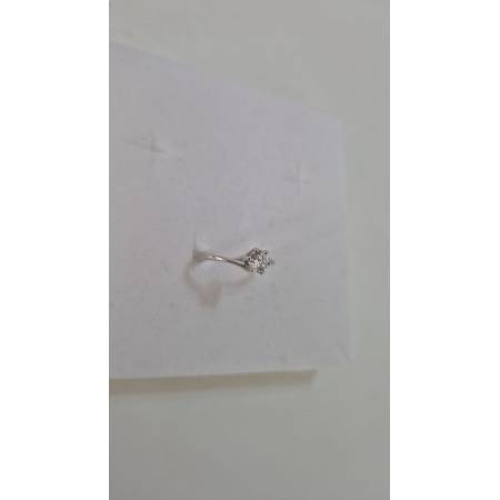 ANELLO Donna Solitario In ORO BIANCO 18 Karati 750% Con Zircone Centrale Rotondo