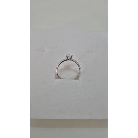 ANELLO Donna Solitario In ORO BIANCO 18 Karati 750% Con Zircone Centrale Rotondo