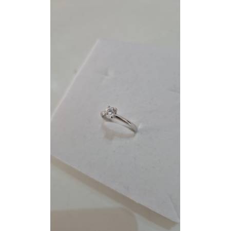 ANELLO Donna Solitario In ORO BIANCO 18 Karati 750% Con Zircone Centrale Rotondo