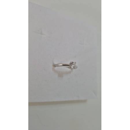 ANELLO Donna Solitario In ORO BIANCO 18 Karati 750% Con Zircone Centrale Rotondo