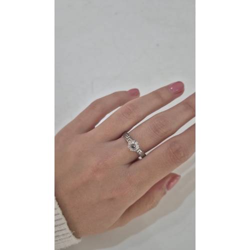 ANELLO Donna Solitario In ORO BIANCO...