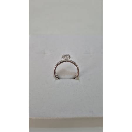 ANELLO Donna Solitario In ORO BIANCO 18 Karati 750% Con Greche E Zircone Rotondo