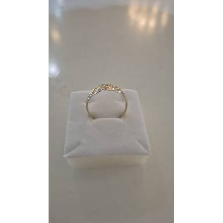 ANELLO Donna ORO Bicolore 18 Karati 750% GIALLO E BIANCO Lavorato E Sfaccettato
