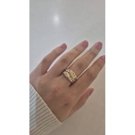 ANELLO Da Donna In ORO GIALLO BIANCO ROSSO 18 KARATI 750% Tre Colori Diamantato