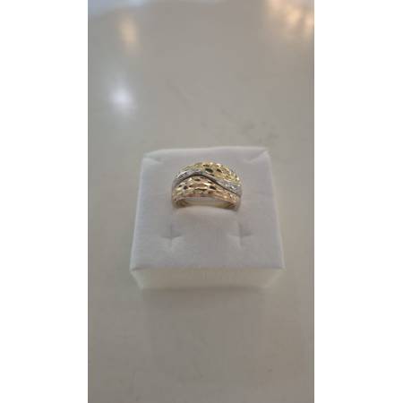 ANELLO Da Donna In ORO GIALLO BIANCO ROSSO 18 KARATI 750% Tre Colori Diamantato