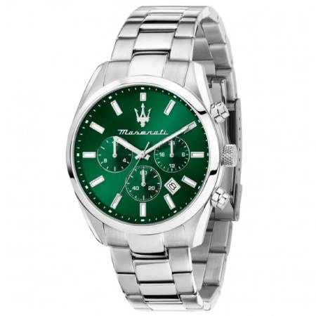 OROLOGIO MASERATI Cronografo Attrazione In Acciaio Argento E Verde R8853151011