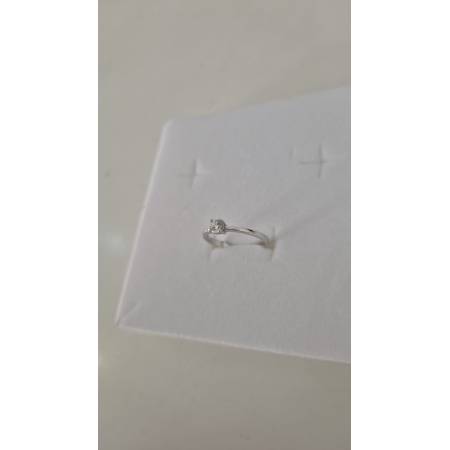 ANELLO Donna Solitario In ORO BIANCO 18 Karati 750% Con Zircone Centrale Rotondo