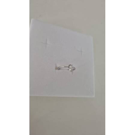 ANELLO Donna Solitario In ORO BIANCO 18 Karati 750% Con Zircone Centrale Rotondo