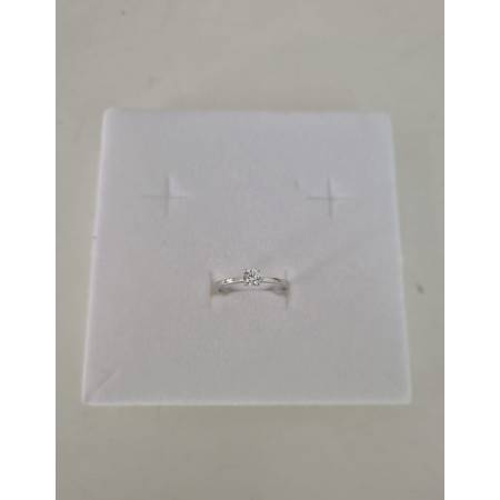 ANELLO Donna Solitario In ORO BIANCO 18 Karati 750% Con Zircone Centrale Rotondo