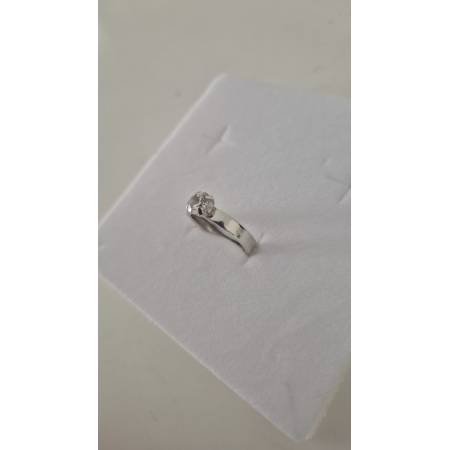 ANELLO Donna Solitario In ORO BIANCO 18 Karati 750% Con Zircone Centrale Rotondo