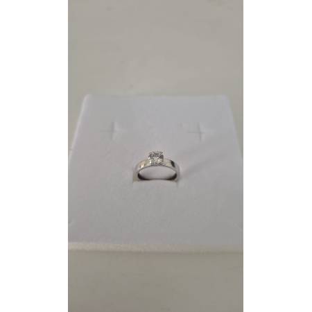 ANELLO Donna Solitario In ORO BIANCO 18 Karati 750% Con Zircone Centrale Rotondo