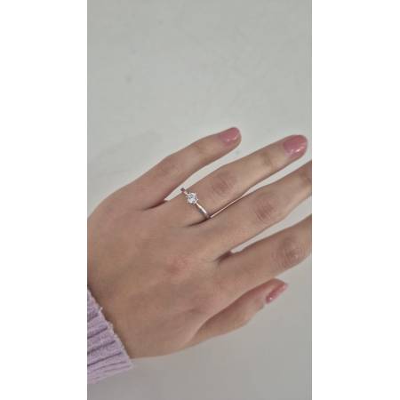 Condividi ANELLO Donna Solitario In ORO BIANCO 18 Karati 750% Con Zircone Centrale Rotondo