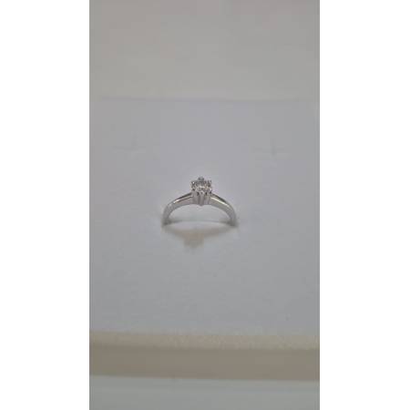 ANELLO Donna Solitario In ORO BIANCO 18 Karati 750% Con Zircone Centrale Rotondo