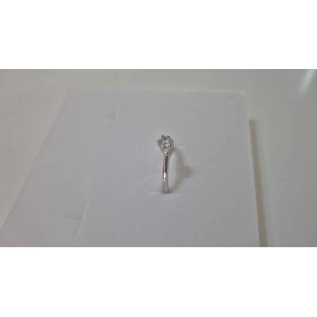 ANELLO Donna Solitario In ORO BIANCO 18 Karati 750% Con Zircone Centrale Rotondo