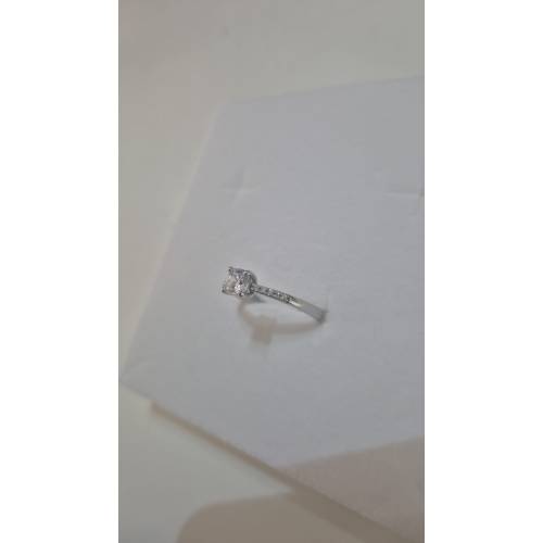 ANELLO Solitario ORO BIANCO 18 Karati...