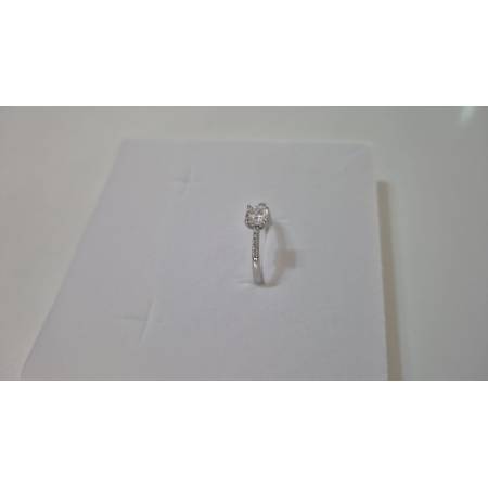 ANELLO Solitario ORO BIANCO 18 Karati 750% Con Zirconi Pietra Centrale Squadrata