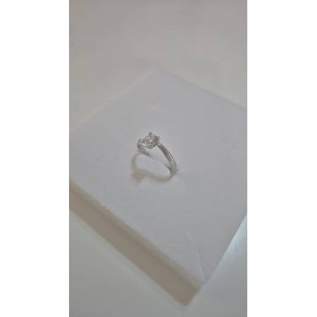 ANELLO Donna Solitario In ORO BIANCO 18 Karati 750% Con Zircone Centrale Rotondo