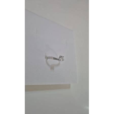 ANELLO Donna Solitario In ORO BIANCO 18 Karati 750% Con Zircone Centrale Rotondo