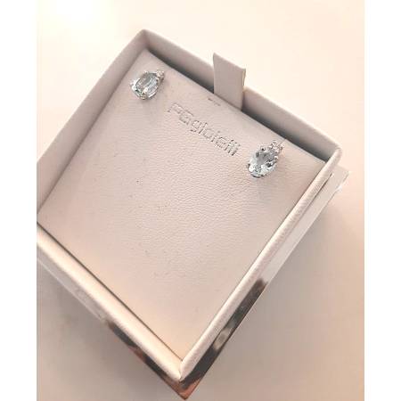 ORECCHINI Con ACQUAMARINA E DIAMANTI PG GIOIELLI ORO BIANCO 18 karati 750% Ovale