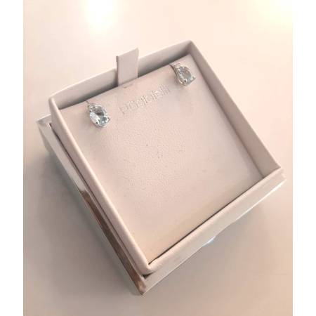 ORECCHINI Con ACQUAMARINA E DIAMANTI PG GIOIELLI ORO BIANCO 18 karati 750% Ovale