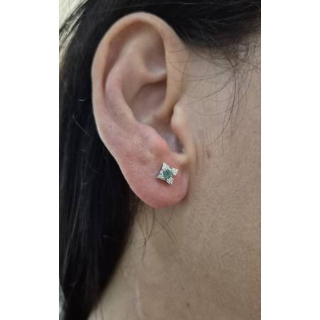 ORECCHINI Donna PG GIOIELLI SMERALDO Con DIAMANTI In Oro Bianco 18 Karati 750%