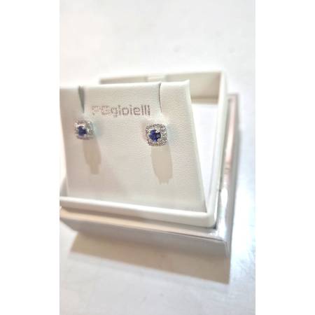 ORECCHINI PG GIOIELLI ZAFFIRI Con DIAMANTI A Giro In Oro Bianco 18 Karati 750%