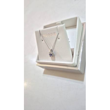 COLLANA PG GIOIELLI Donna ORO BIANCO 18 KARATI 750% Con ZAFFIRO BLU E DIAMANTI