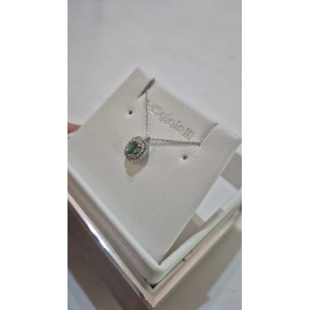 COLLANA SMERALDO E DIAMANTI In Oro Bianco 18 Karati 750% PG GIOIELLI Punto Luce