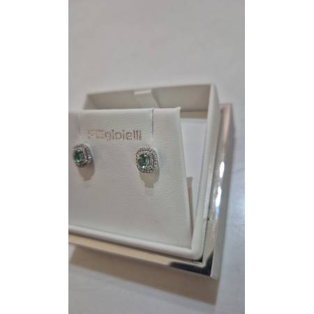 ORECCHINI Donna PG GIOIELLI SMERALDO Con DIAMANTI In Oro Bianco 18 Karati 750%