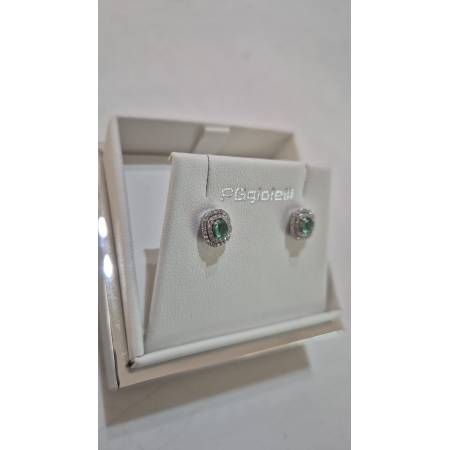 ORECCHINI Donna PG GIOIELLI SMERALDO Con DIAMANTI In Oro Bianco 18 Karati 750%