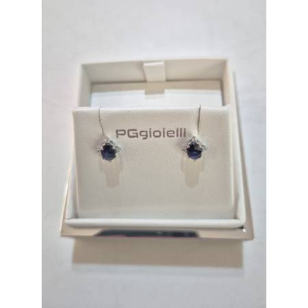 ORECCHINI PG GIOIELLI ZAFFIRI Forma Ovale Con DIAMANTI Oro Bianco 18 Karati 750%
